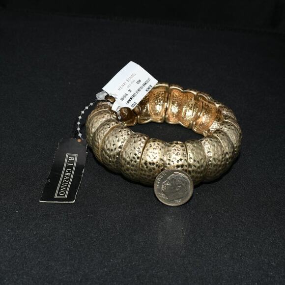 R. J. Graziano Gold Hammered Stretch Bracelet, New With Tags, 1 Inch - Picture 8 of 8